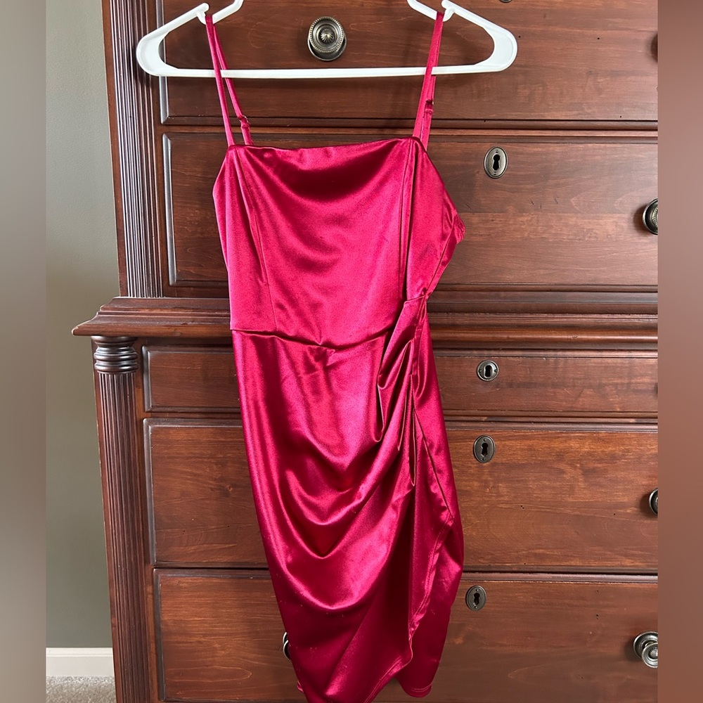 Red silk bodycon dress